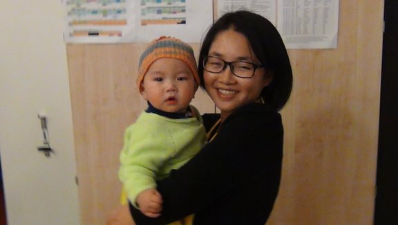 One of our PhD student with her son - Copyrights: J.P. Lonjaret 