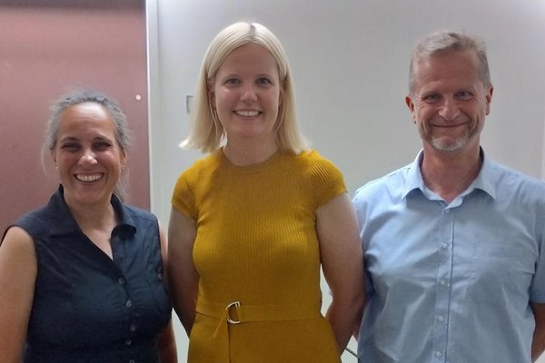 Katya Pas, surrounded by Maria-Andrea Mroginski and J.P. Lonjaret